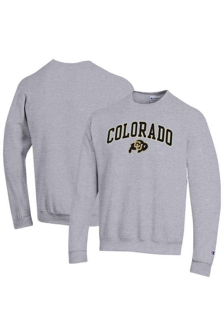 Men's Champion  Heather Gray Colorado Buffaloes Arch Over Logo Pullover Sweatshirt, Main, color, Heather Gray