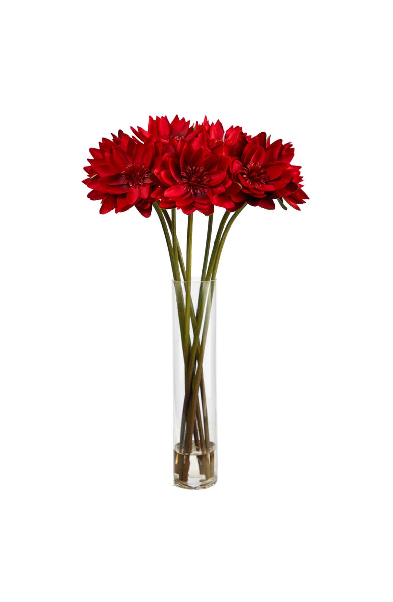 NEARLY NATURAL 30-in Lotus Artificial Arrangement in Cylinder Vase, Main, color, Red