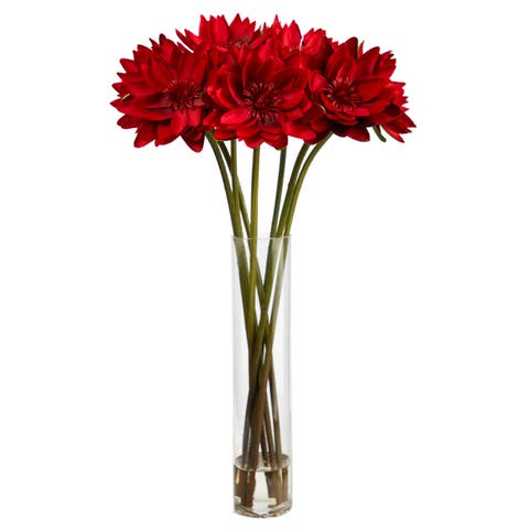 30-in Lotus Artificial Arrangement in Cylinder Vase