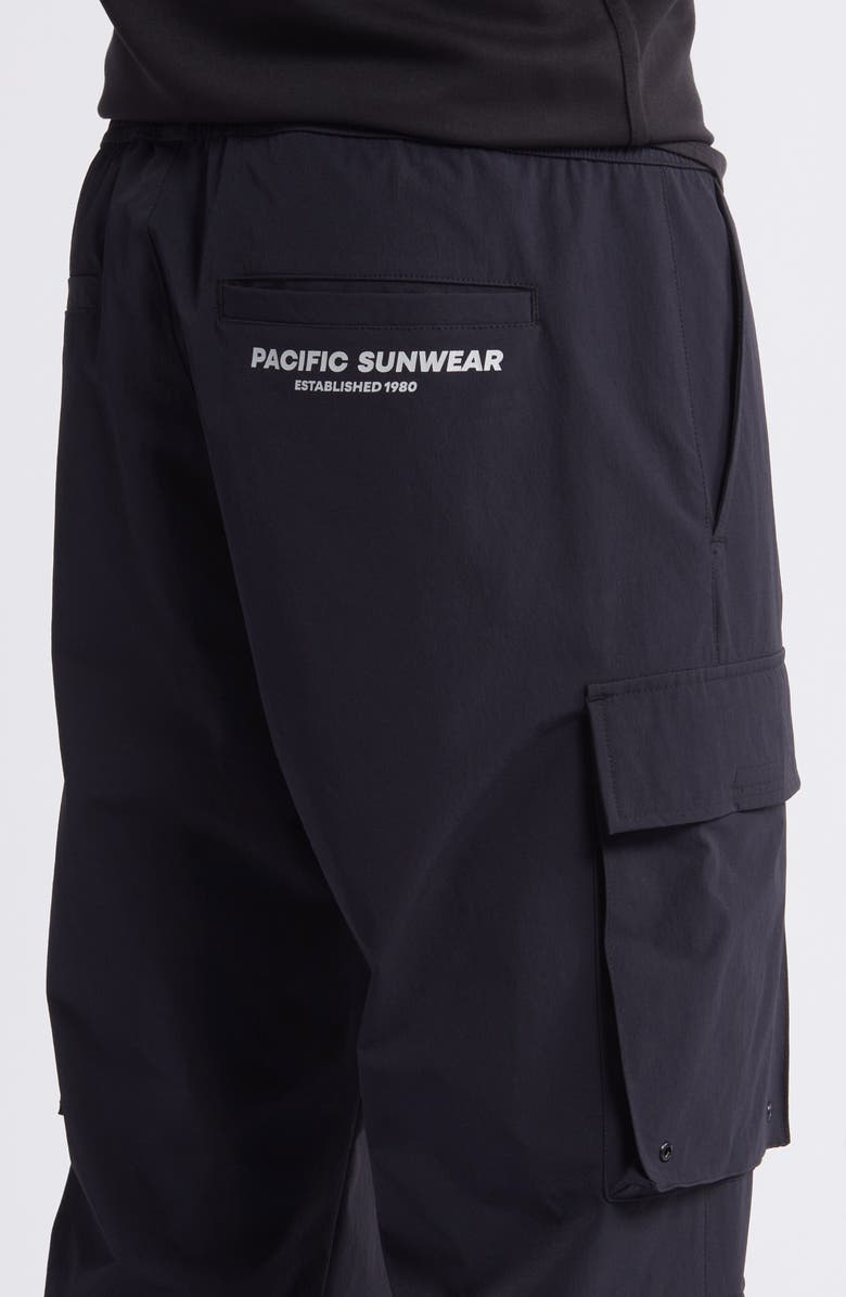 PacSun Kaden Baggy Stretch Nylon Cargo Pants, Alternate, color, Pirate Black