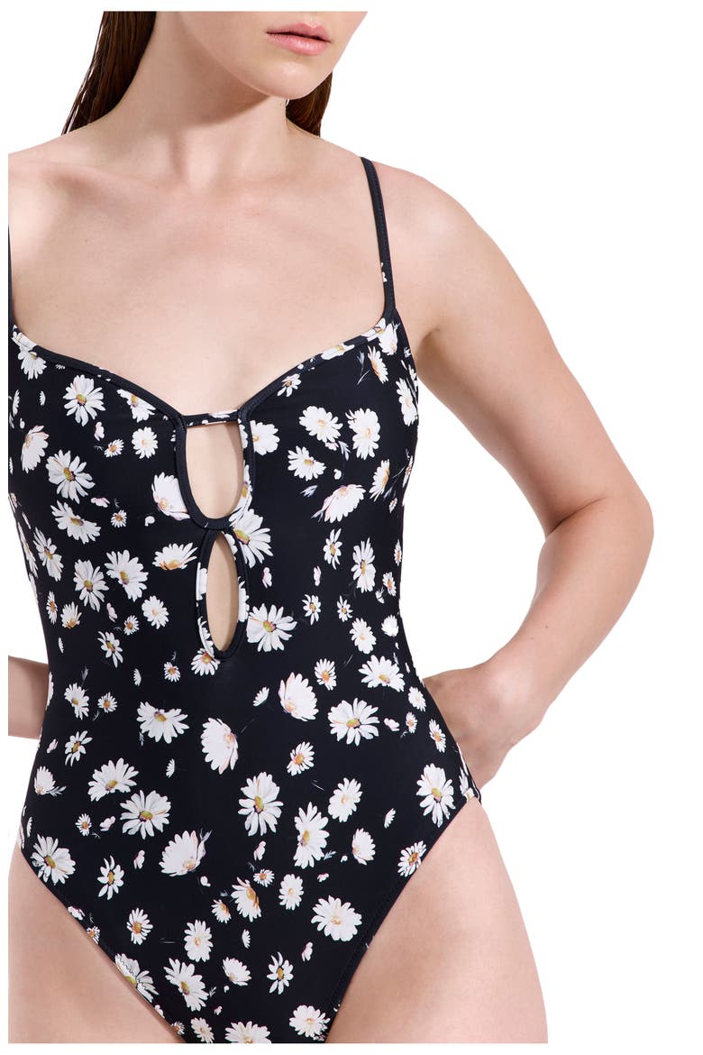 Marguerite Peek-A-Boo One Piece, Alternate, color, Black-White-Yellow