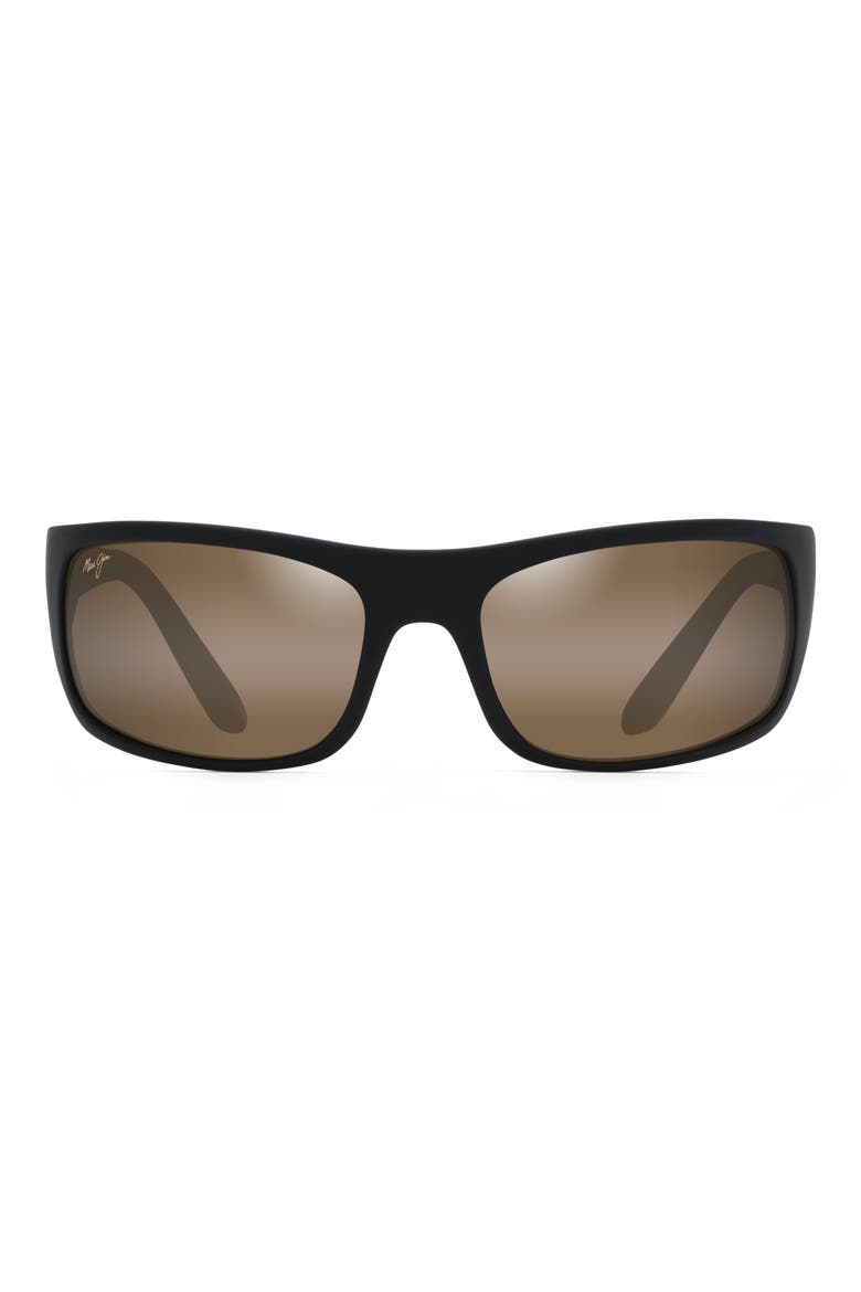 'Peahi - PolarizedPlus®2' 65mm Sunglasses, Main, color, MATTE BLACK