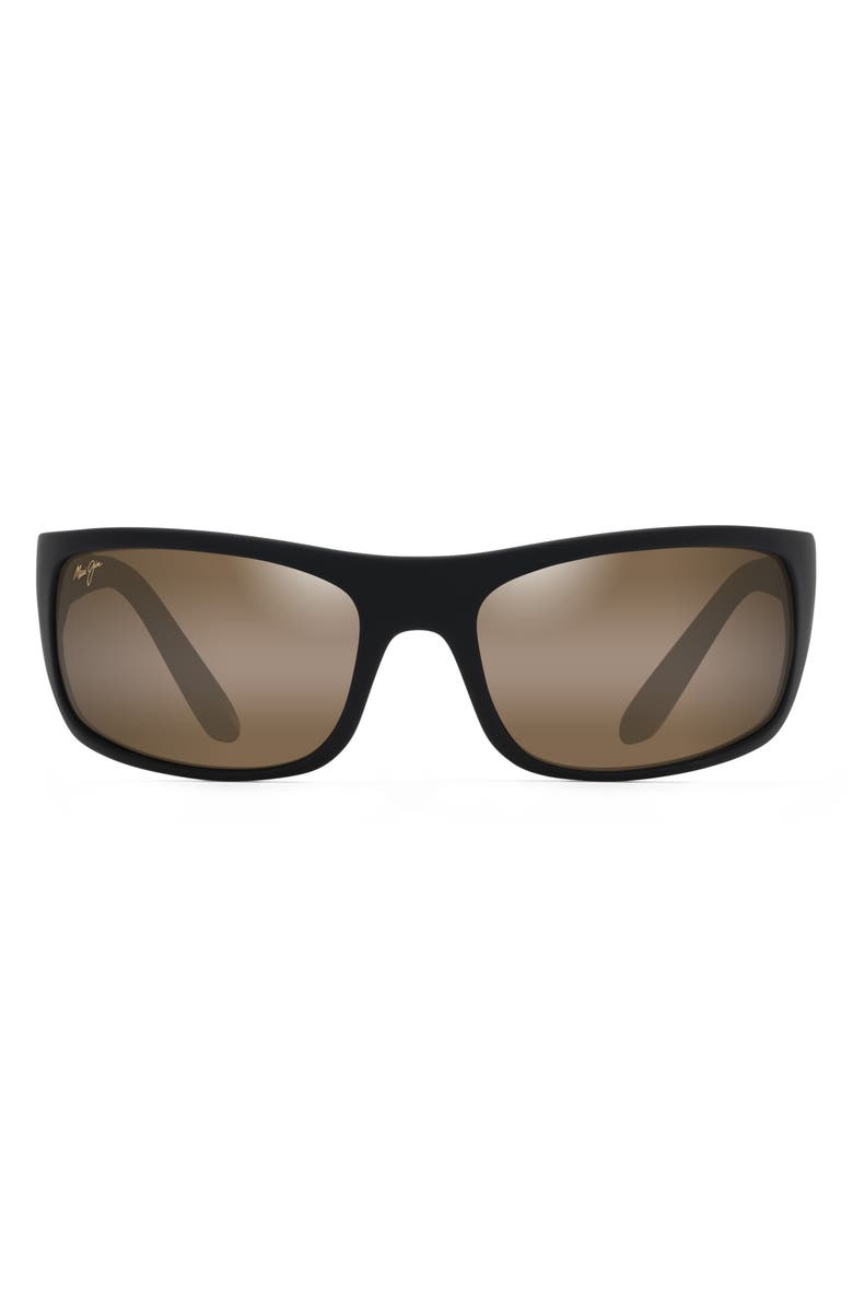 Maui Jim 'Peahi - PolarizedPlus<sup>®</sup>2' 65mm Sunglasses, Main, color, Matte Black