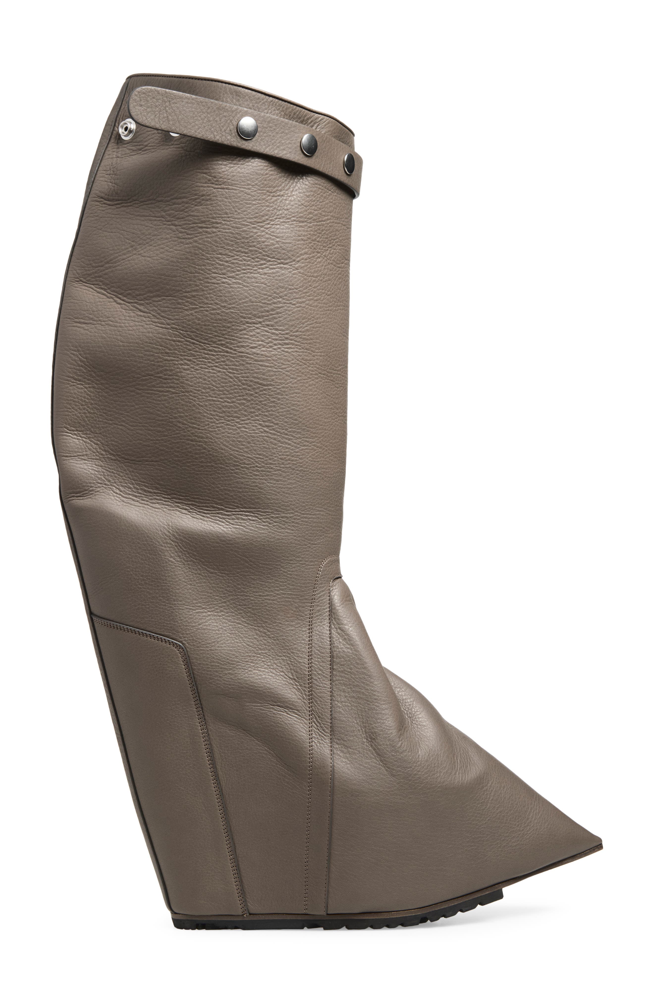 Taconaska Pointed Toe Leather Wedge Knee High Boot, Alternate, color, DUST