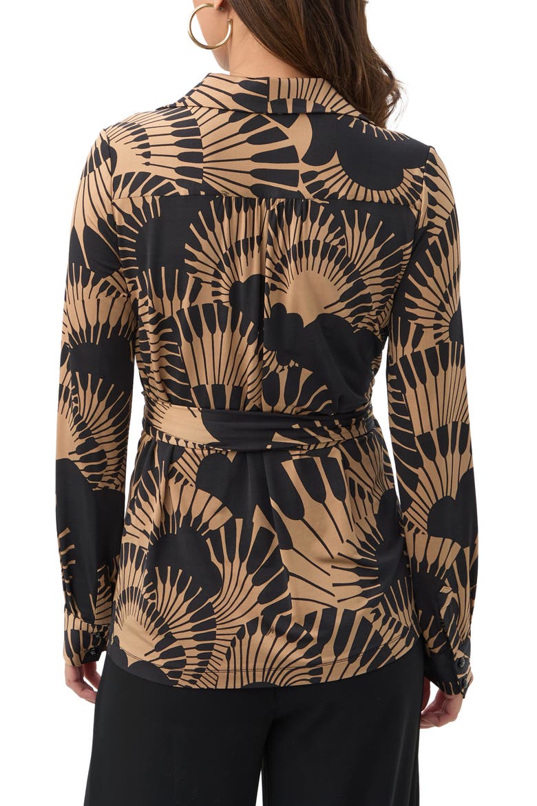 Makeba Printed Jersey Wrap Top, Alternate, color, Black/Camel