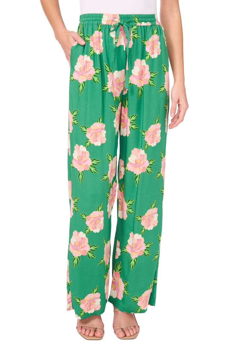 CeCe Floral Print Wide Leg Pants, Main, color, 