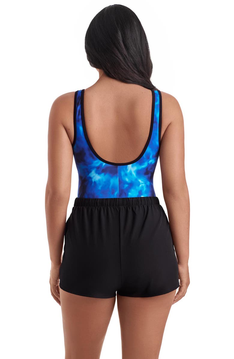 ShapeSolver Sport Binded Scoopneck Runaround Chlorine Resistant One-Piece Swimsuit, Alternate, color, Laguna Waters