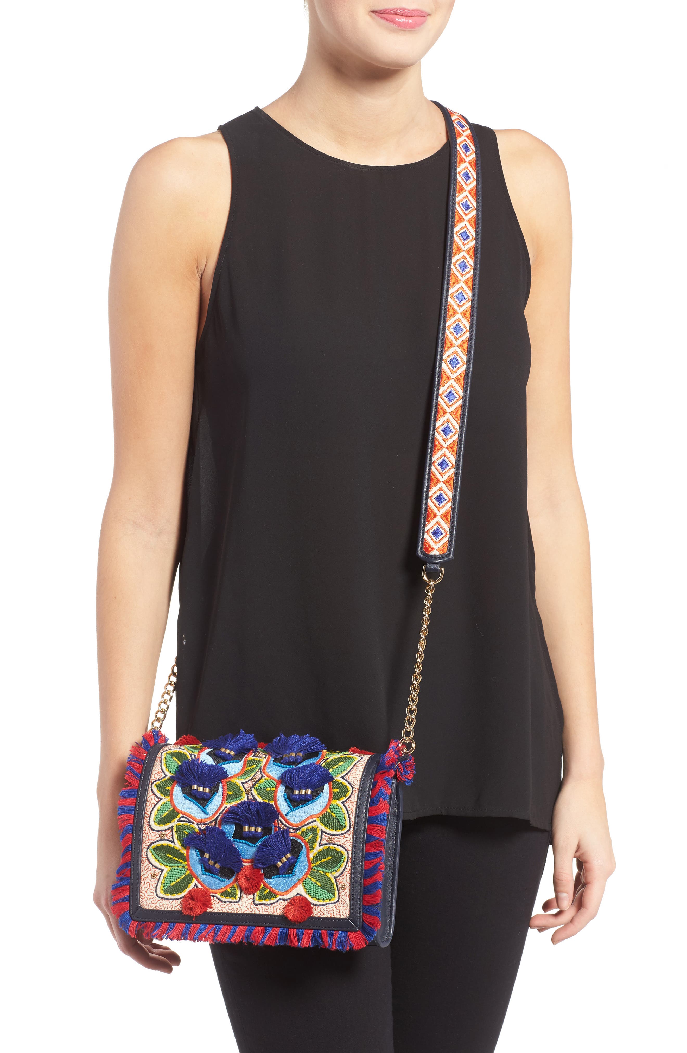 Tory Burch Embroidered Floral Crossbody Bag, Alternate, color, 
