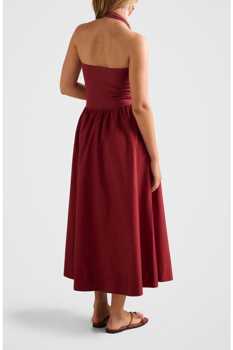 Margot Mixed Media Halter Neck Dress, Alternate, color, ROSEWOOD