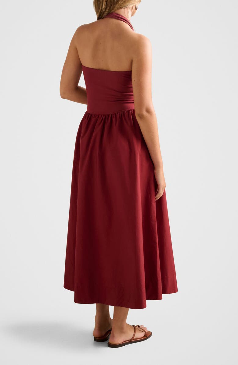 Ever New Margot Mixed Media Halter Neck Dress, Alternate, color, Rosewood