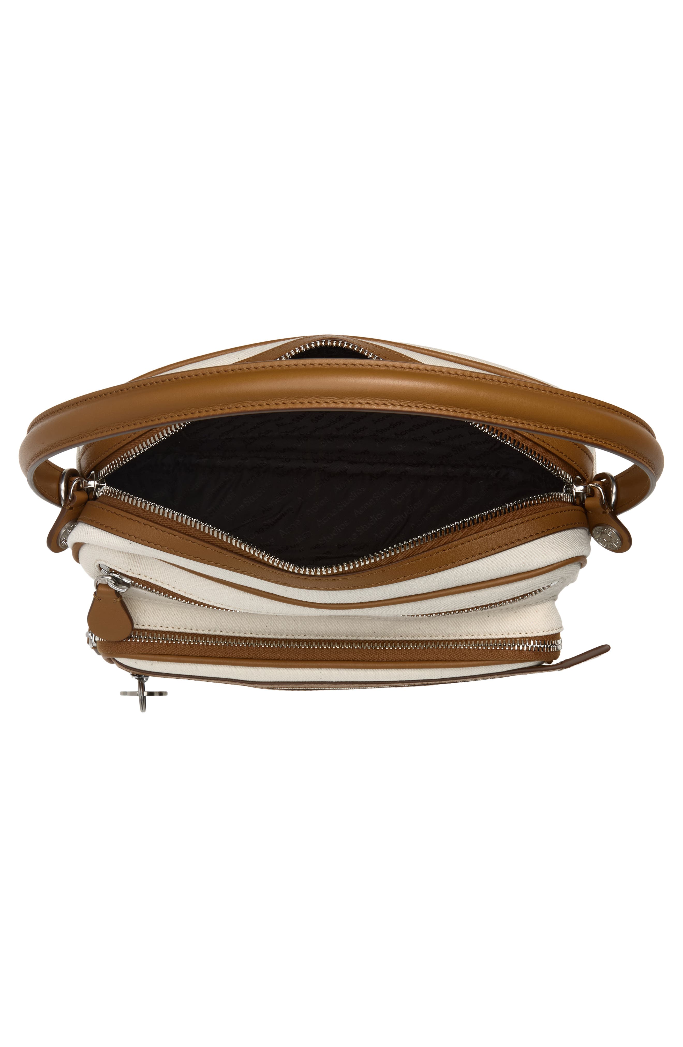 Camero Party Canvas & Leather Shoulder Bag, Alternate, color, CREAM BEIGE/ BROWN
