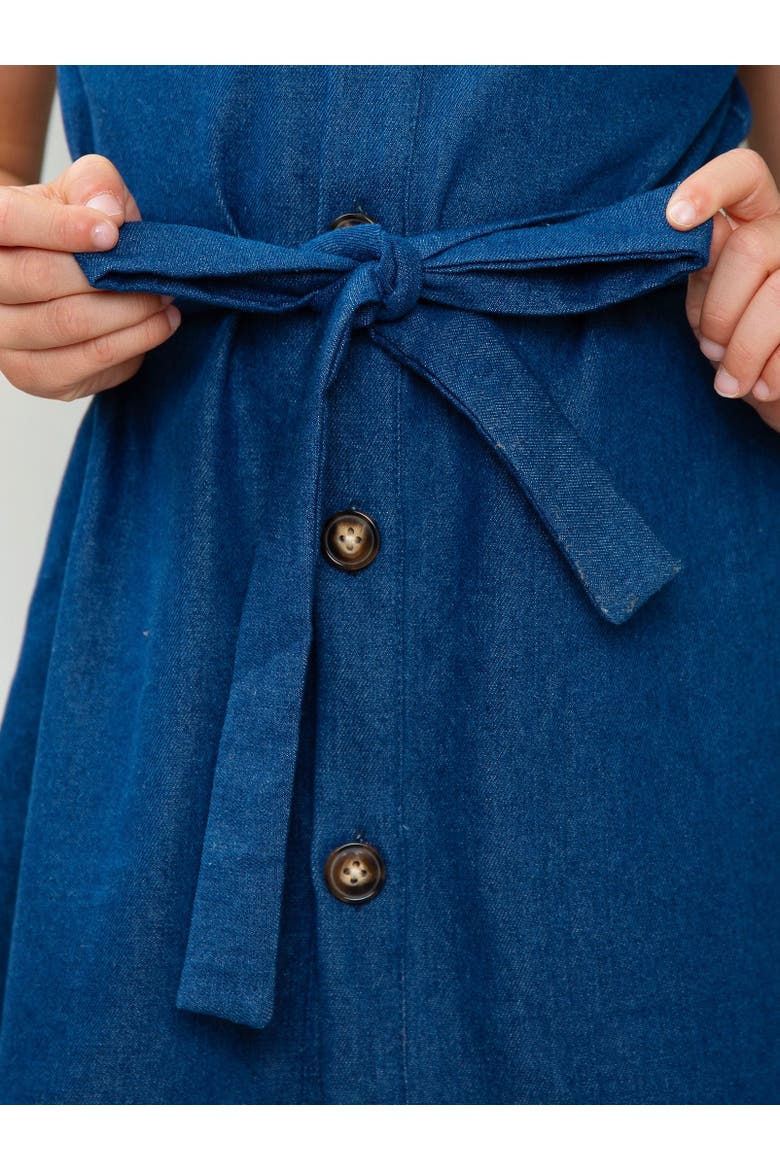 Apple Charm Denim Flutter Sleeve Dress, Alternate, color, Blue
