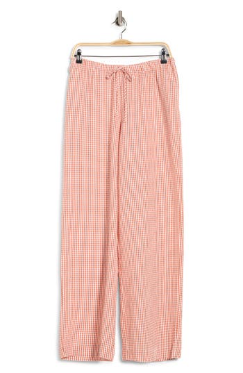 Wayf Seersucker Drawstring Pants In Pink