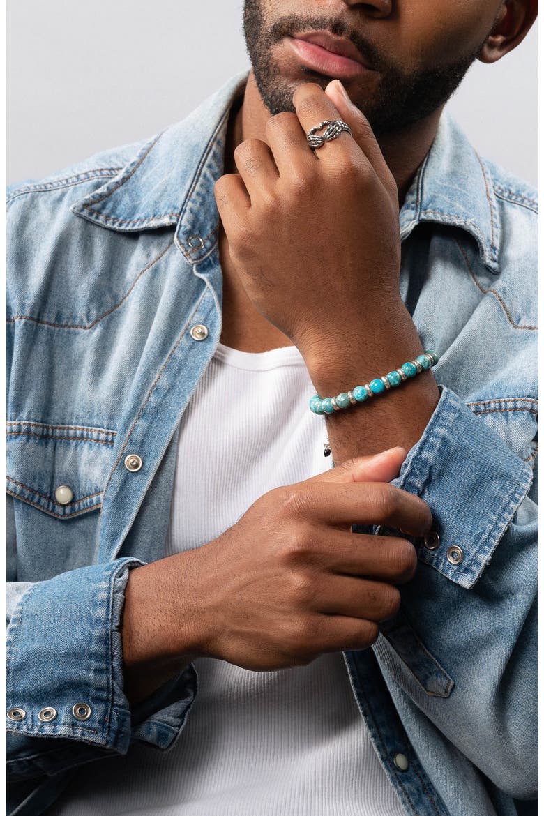 Sterling Silver Beaded Bracelet, Alternate, color, Turquoise