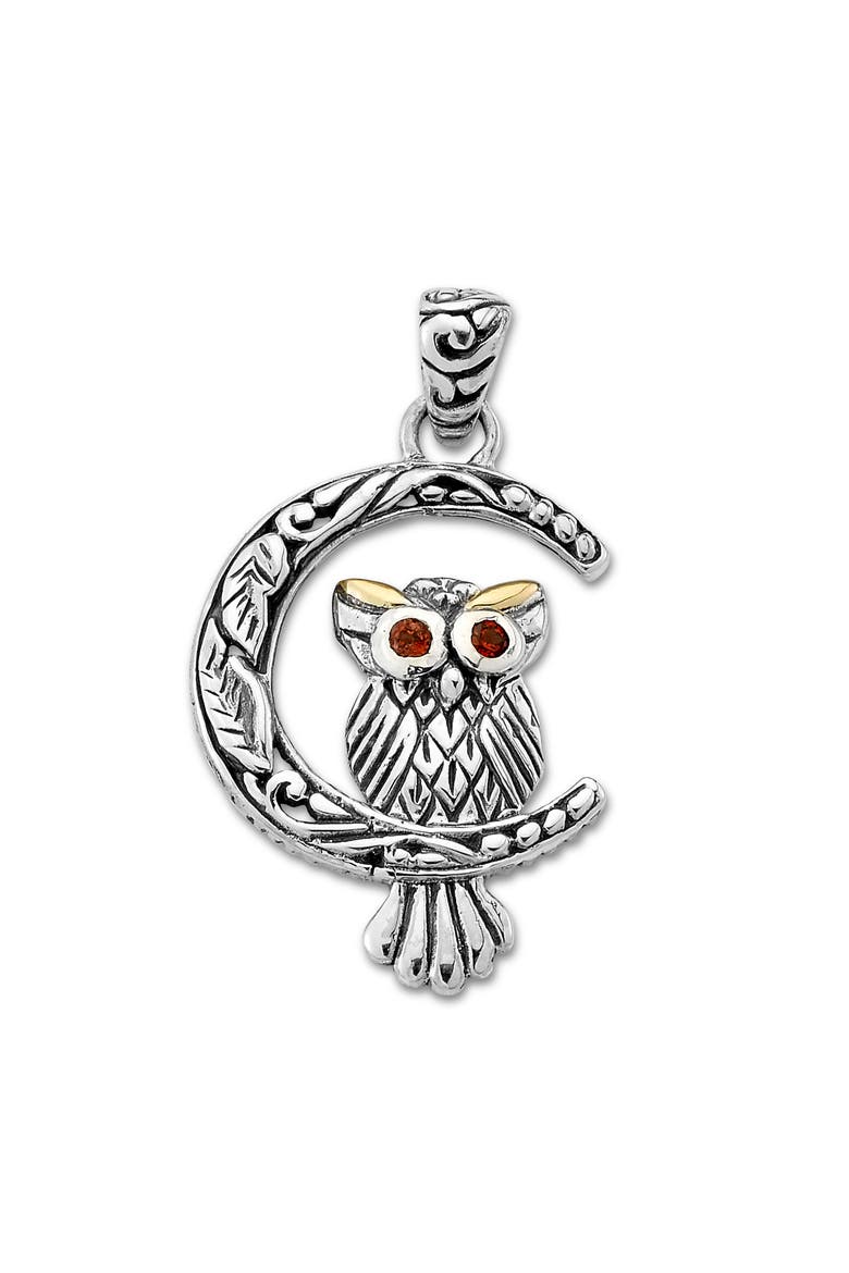 Owl On The Moon Pendant, Main, color, RED
