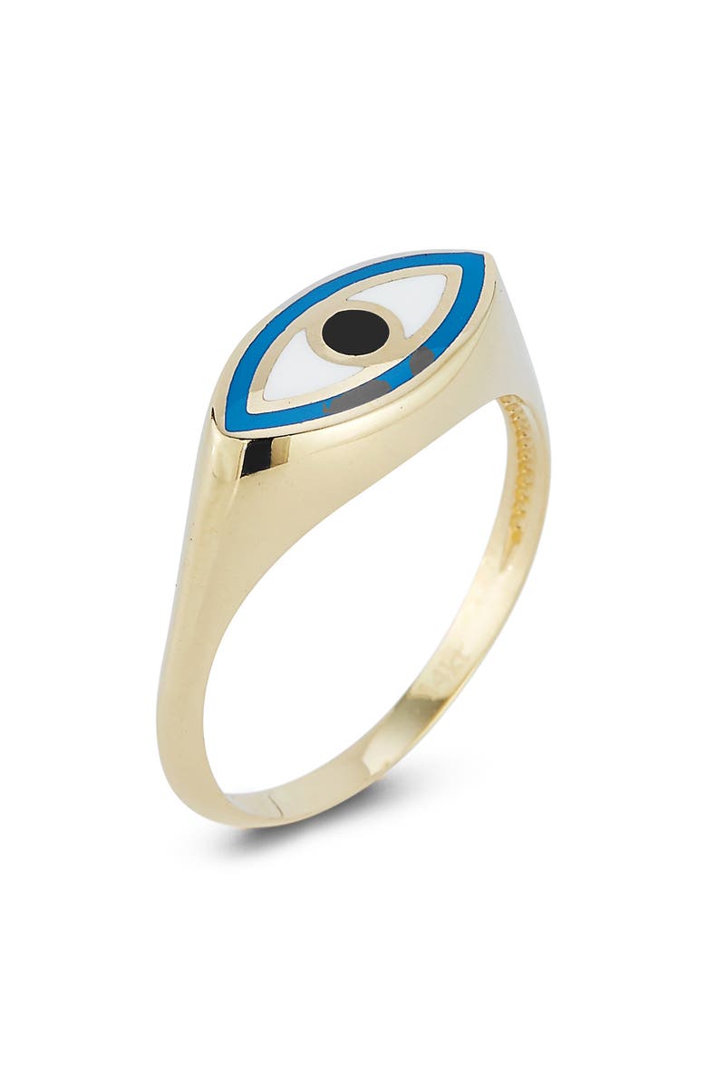 Ember Fine Jewelry Evil Eye Signet Ring, Alternate, color, Blue/ Gold