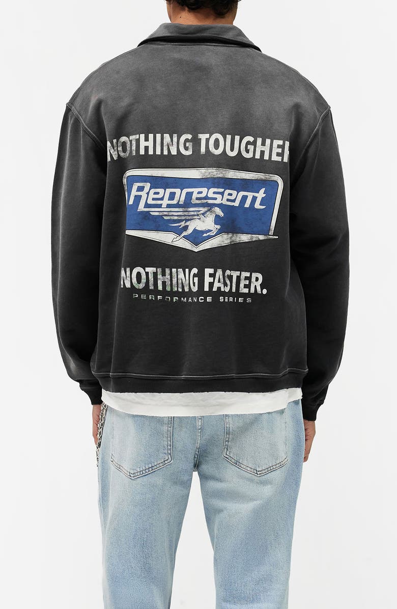 Represent Nothing Faster Quarter Zip Graphic Sweatshirt, Alternate, color, Stained Black