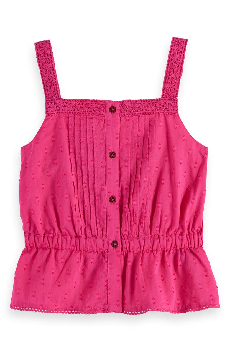 Scotch & Soda Kids' Lace Trim Clip Dot Peplum Camisole, Main, color, 
