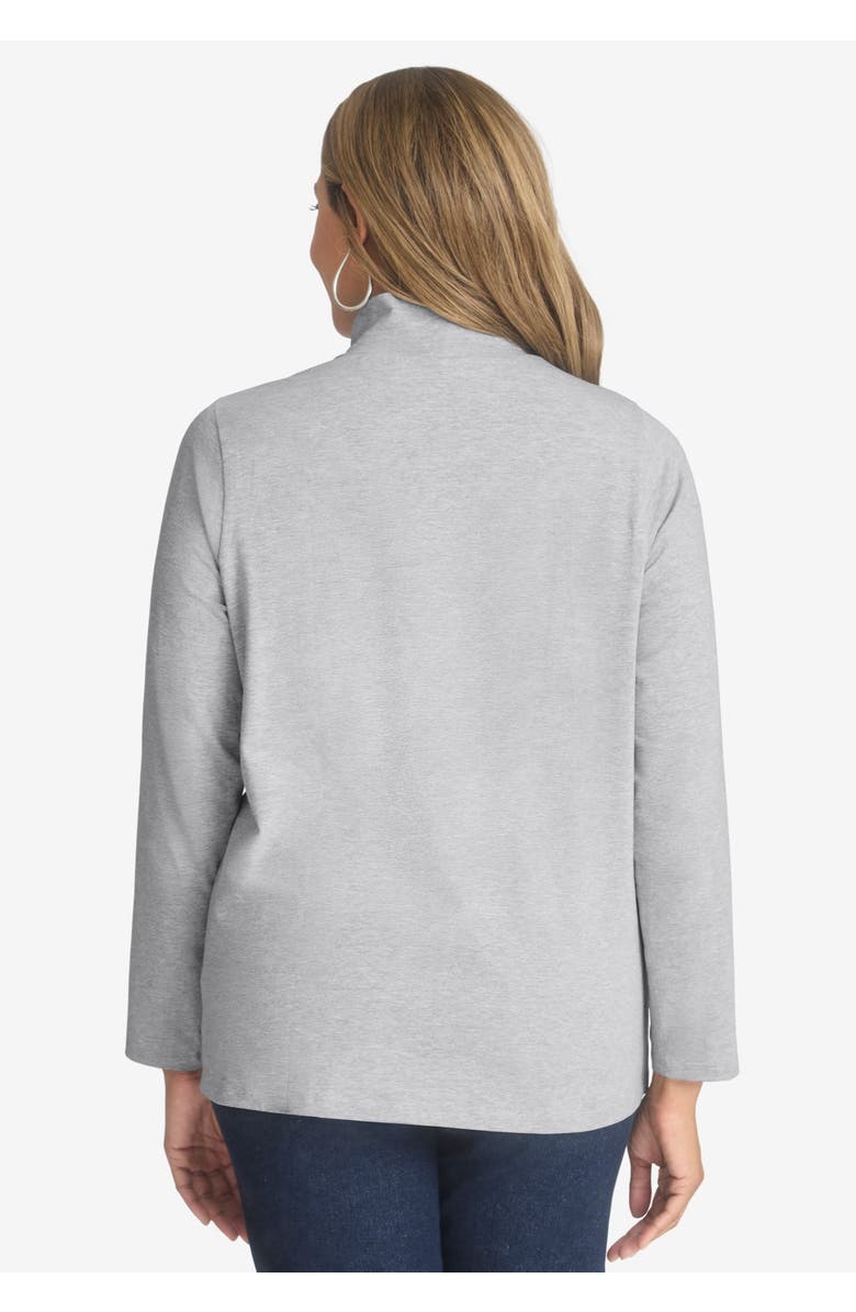 Jessica London Long Sleeve Mockneck Tee, Alternate, color, Black