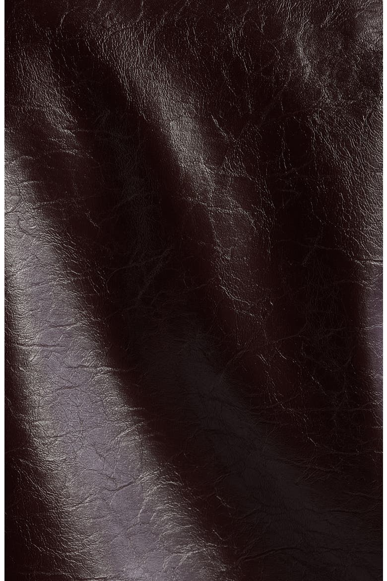 Slim Fit Faux Leather Jacket With Faux Fur Collar, Alternate, color, BURGUNDY