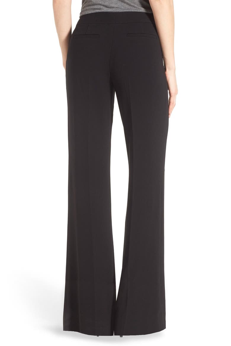 Flat Front Wide Leg Pants, Alternate, color, BLACK