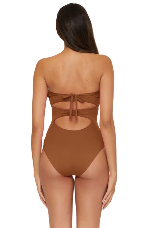 Soluna Standard Buckle Up One Piece Bandeau Swimsuit With Cut Out Neck In Brown