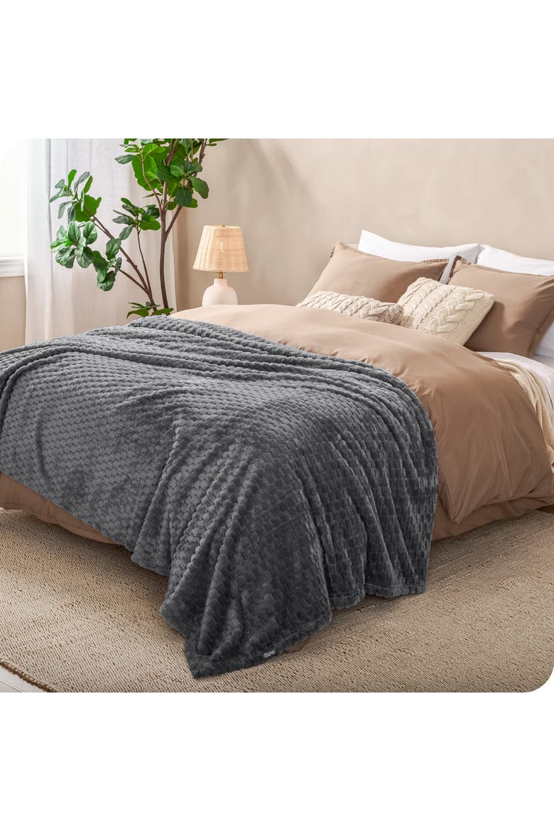Waffle Microplush Fleece Blanket, Alternate, color, Grey