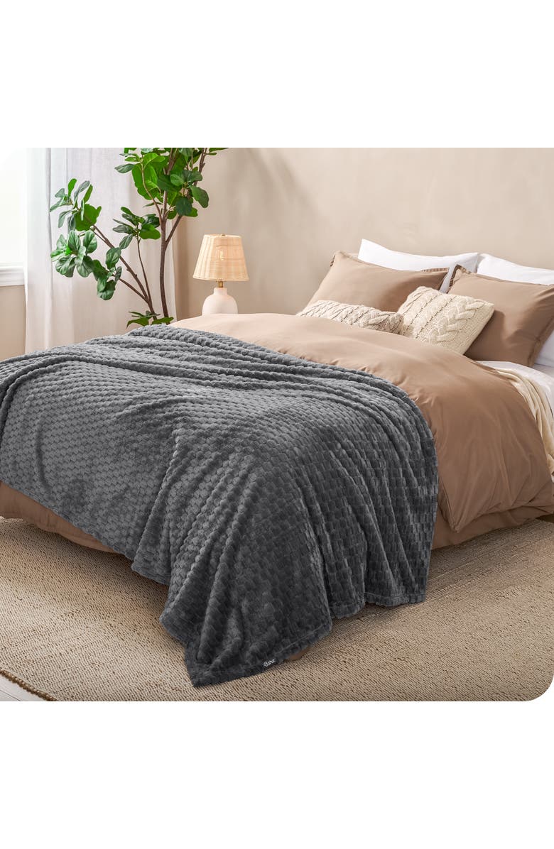 Bare Home Waffle Microplush Fleece Blanket, Alternate, color, Grey