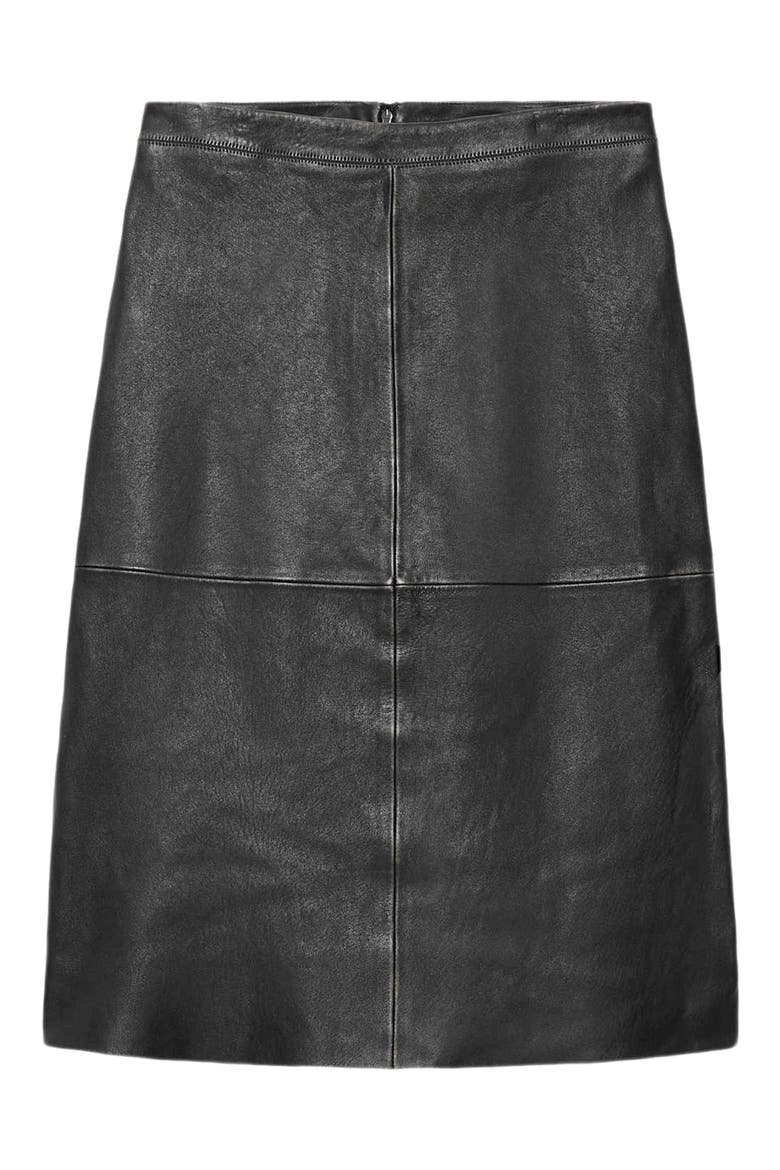 Olivia Leather Midi Skirt, Alternate, color, BLACK/ BROWN