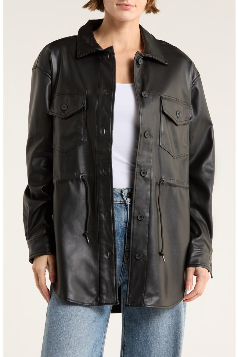 Faux Leather Jacket, Main, color, BLACK