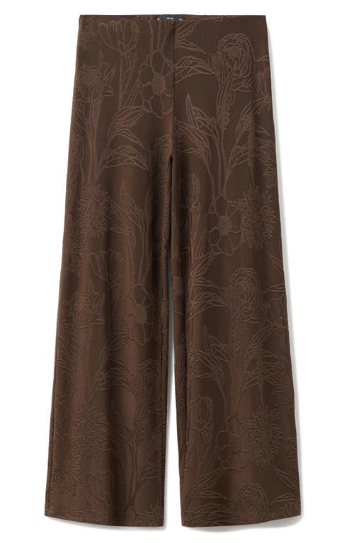 Mango Floral Jacquard Wide Leg Pants In Brown
