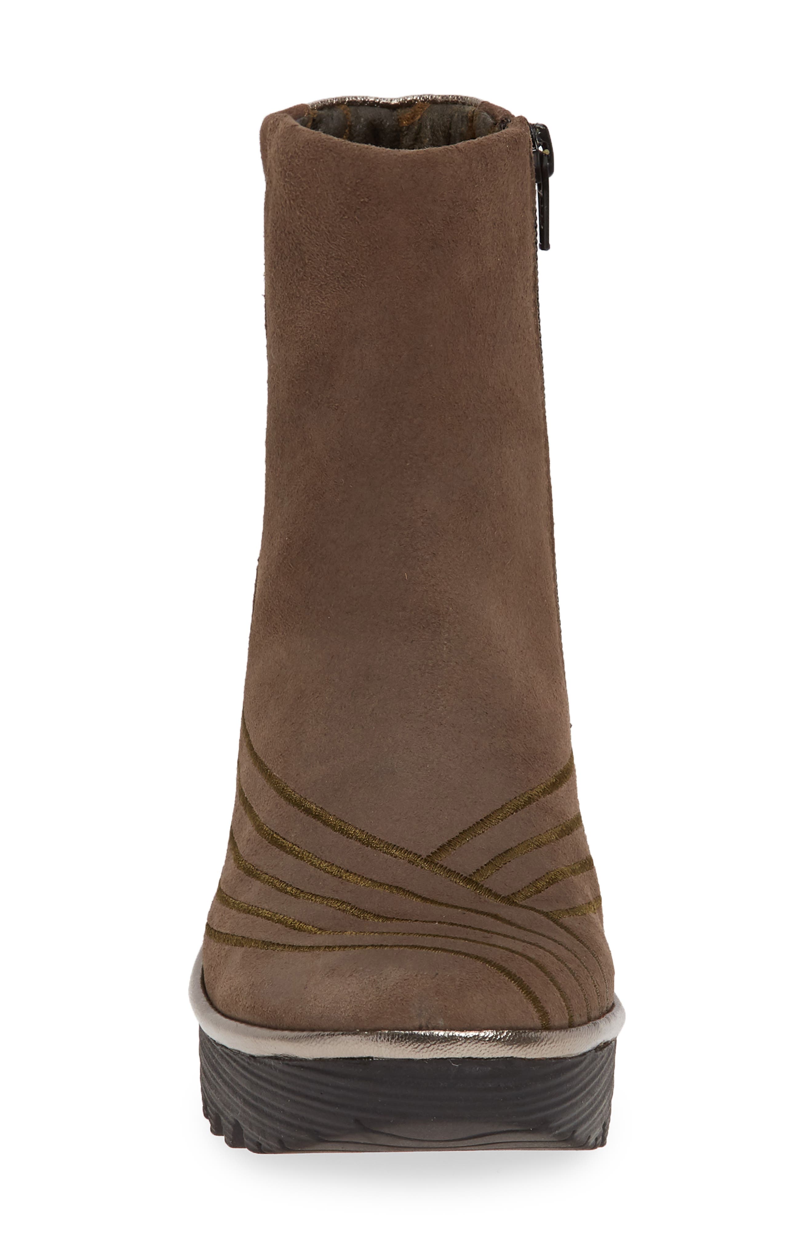 Yeni Platform Wedge Bootie, Alternate, color, GREY/ BRONZE LEATHER