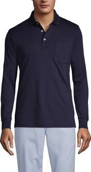 Lands' End Long Sleeve Cotton Supima Polo Shirt With Pocket