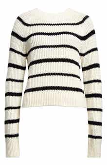 Vince Rib Stripe Crewneck Sweater