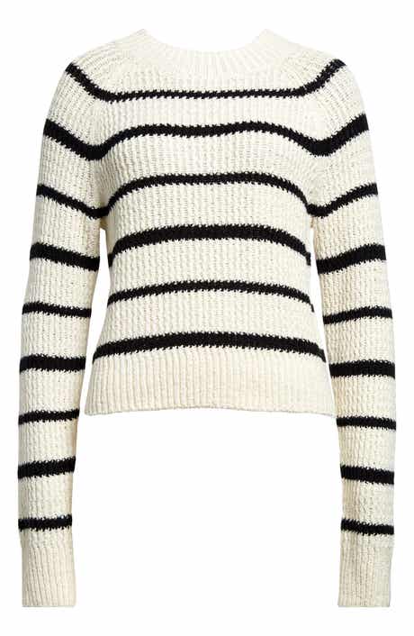 Vince Rib Stripe Crewneck Sweater