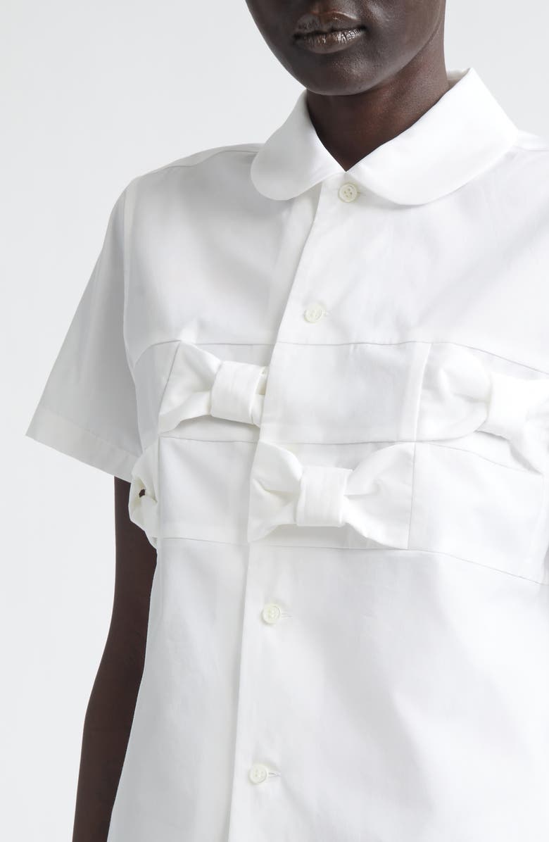 Comme des Garçons Girl Bow Detail Cotton Broadcloth Button-Up Shirt, Alternate, color, White