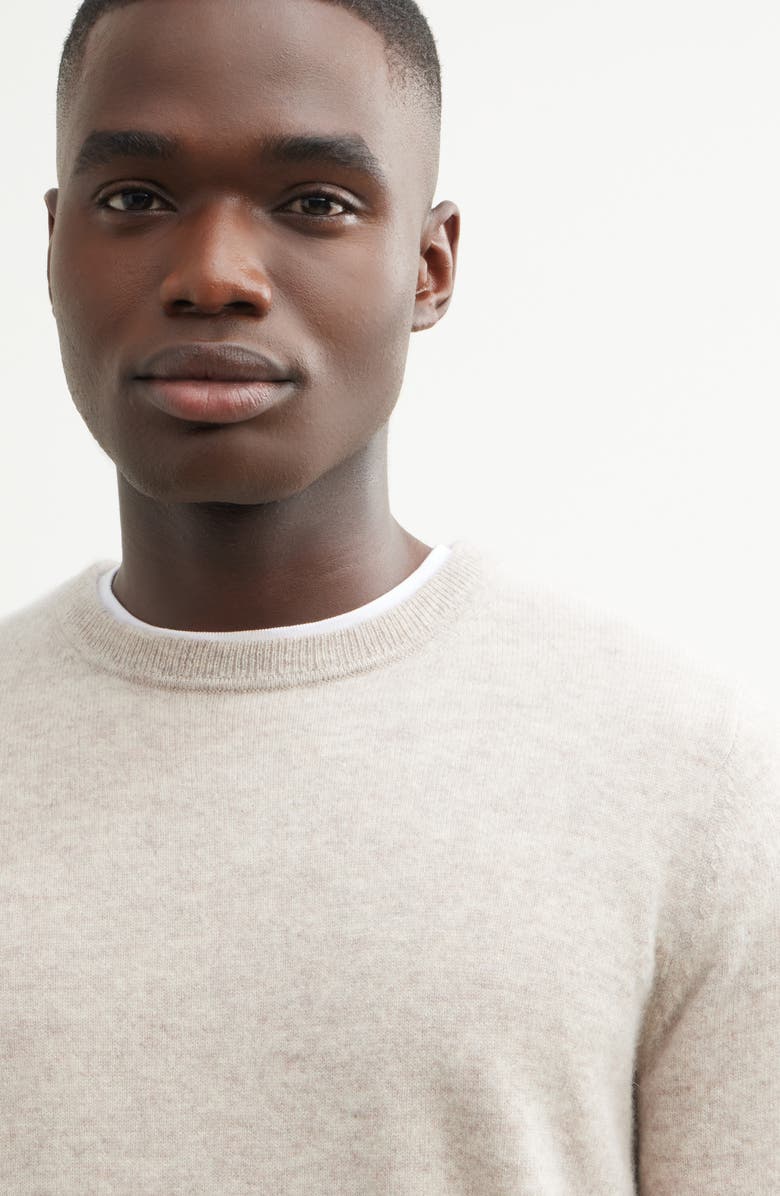 Nordstrom Cashmere Crewneck Sweater, Alternate, color, Beige Hummus Heather