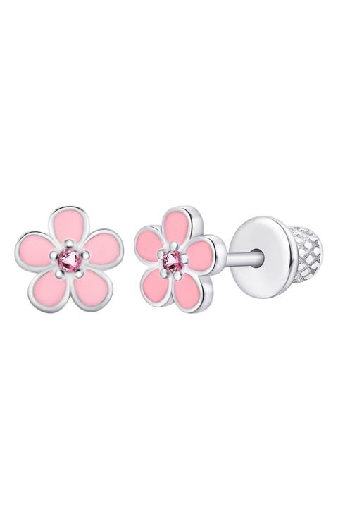 Kids' Pink Flower Stud Earrings