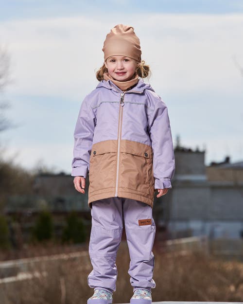 Deux Par Deux Girl's Colorblock Mid-season Jacket Lilac And Taupe In Lilac And Taupe