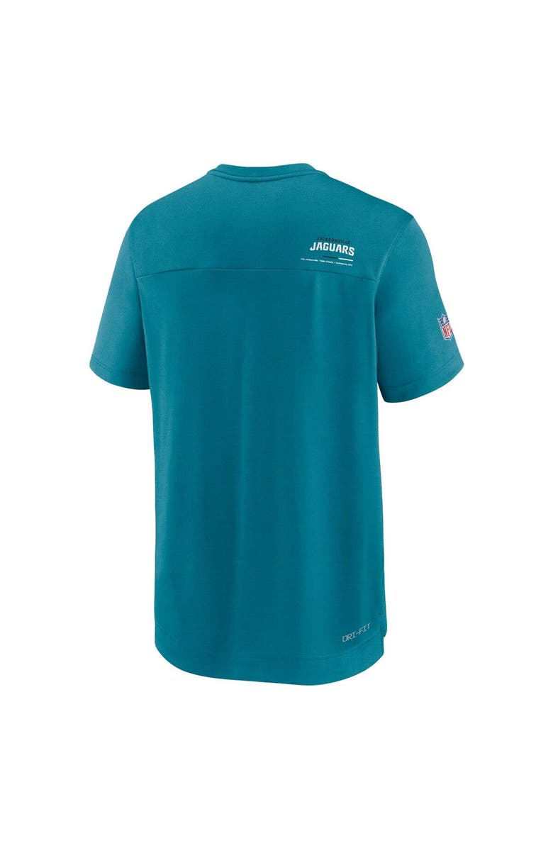 Nike Men's Nike Teal Jacksonville Jaguars Sideline Coach Chevron Lock Up Logo V-Neck Performance T-Shirt, Alternate, color,