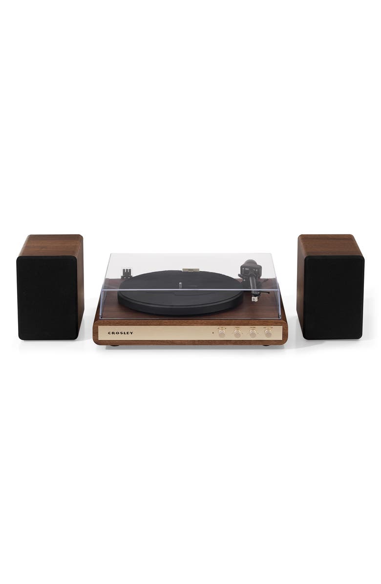 Crosley Radio C65 Vinyl Record Player with Speakers, Alternate, color, Walnut