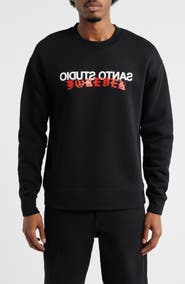 SANTO STUDIO Forever Logo Cotton Fleece Crewneck Sweatshirt
