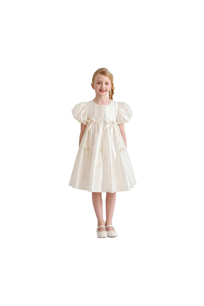 Sena Petal Bow Dress, Alternate, color, Beige