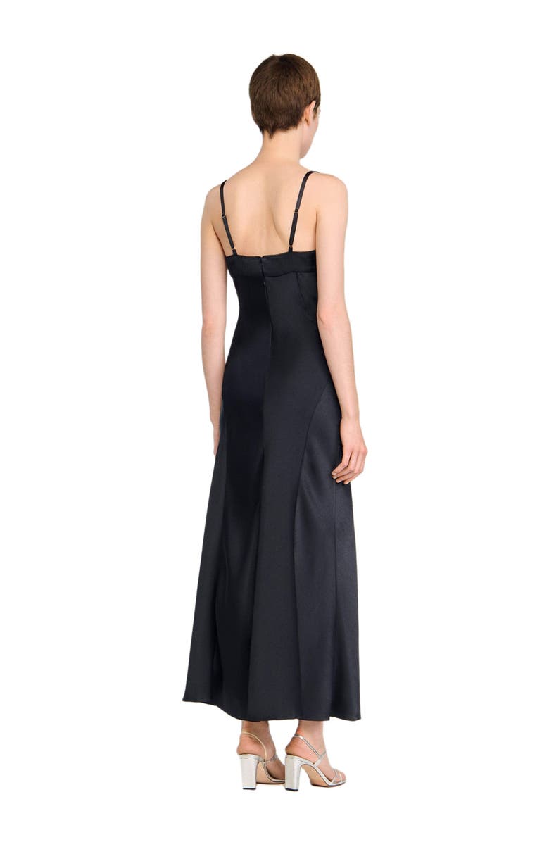 SANDRO Satin-effect maxi dress, Alternate, color, Navy Blue