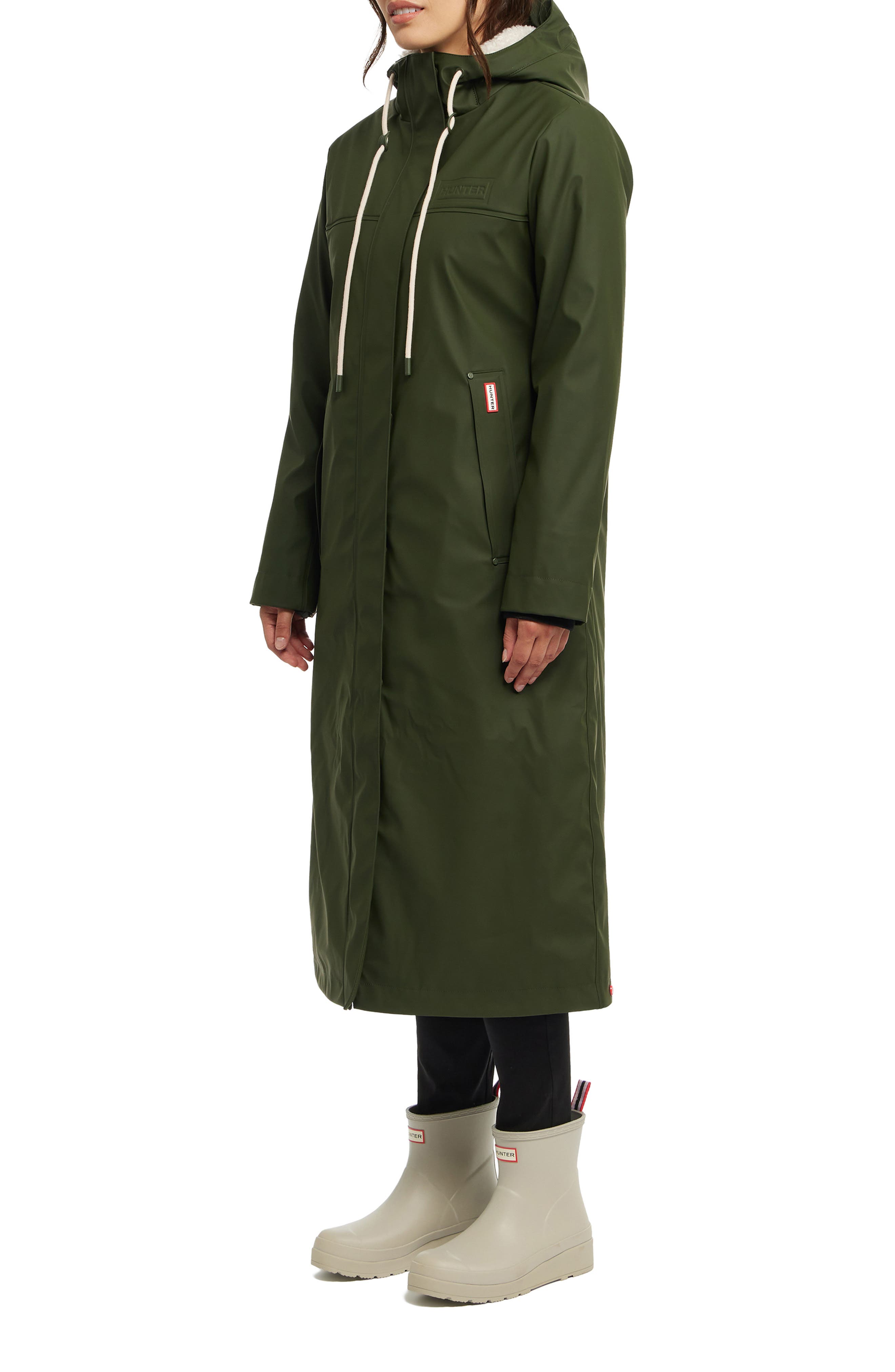 Hunter Sammy Water Repellent Long Rubberized Raincoat (Women ...