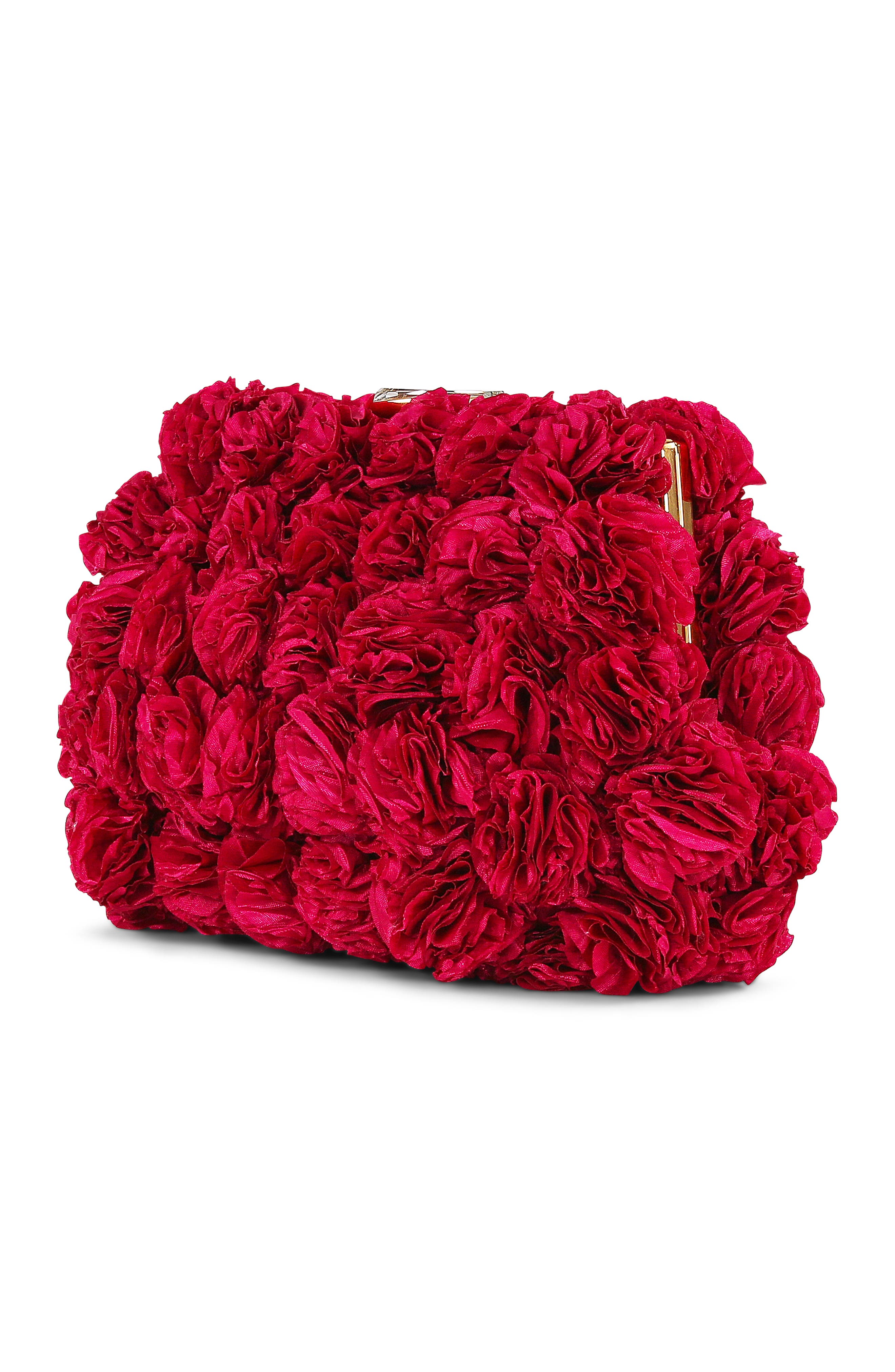 BADGLEY MISCHKA Lulu Mini Rose Cluster Pouch Clutch, Alternate, color, Magenta