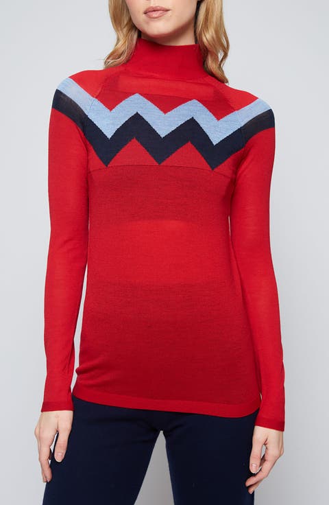 CHEVRON MOCK NECK SWEATER