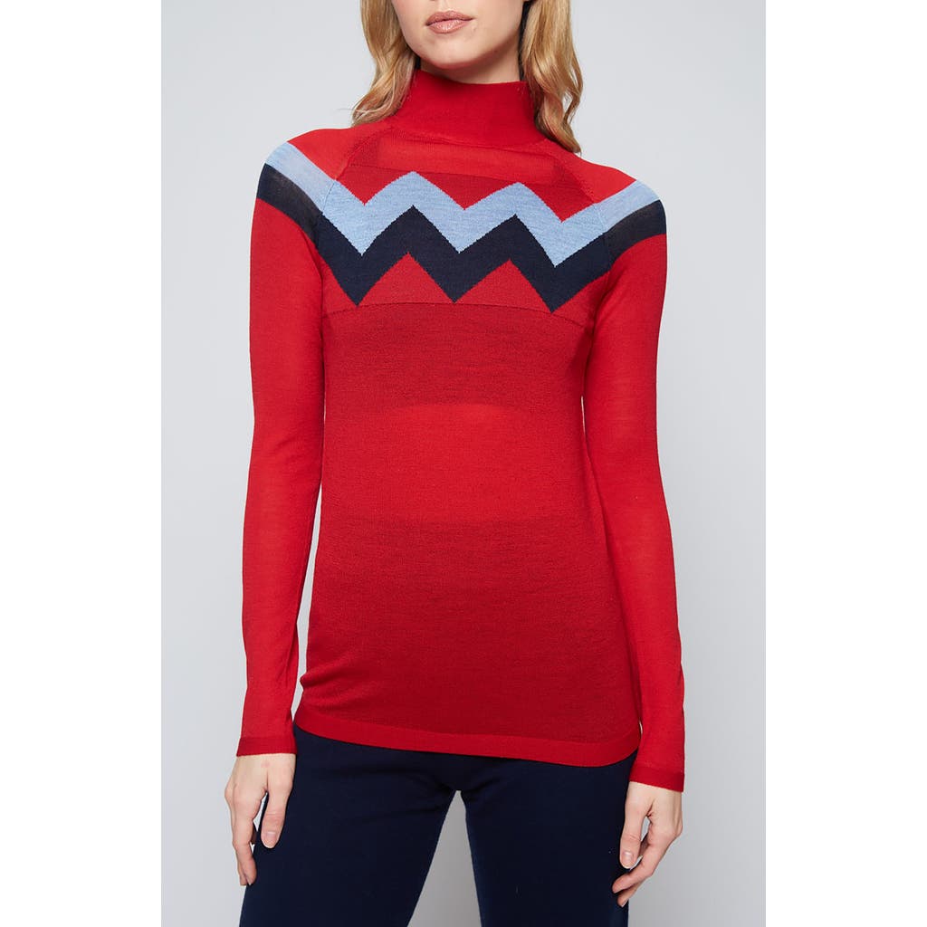 L'ETOILE SPORT CHEVRON MOCK NECK SWEATER in Red  product