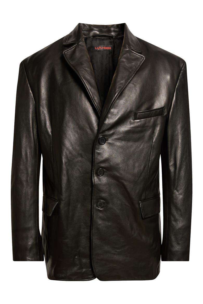 Leather Blazer, Main, color, BLACK
