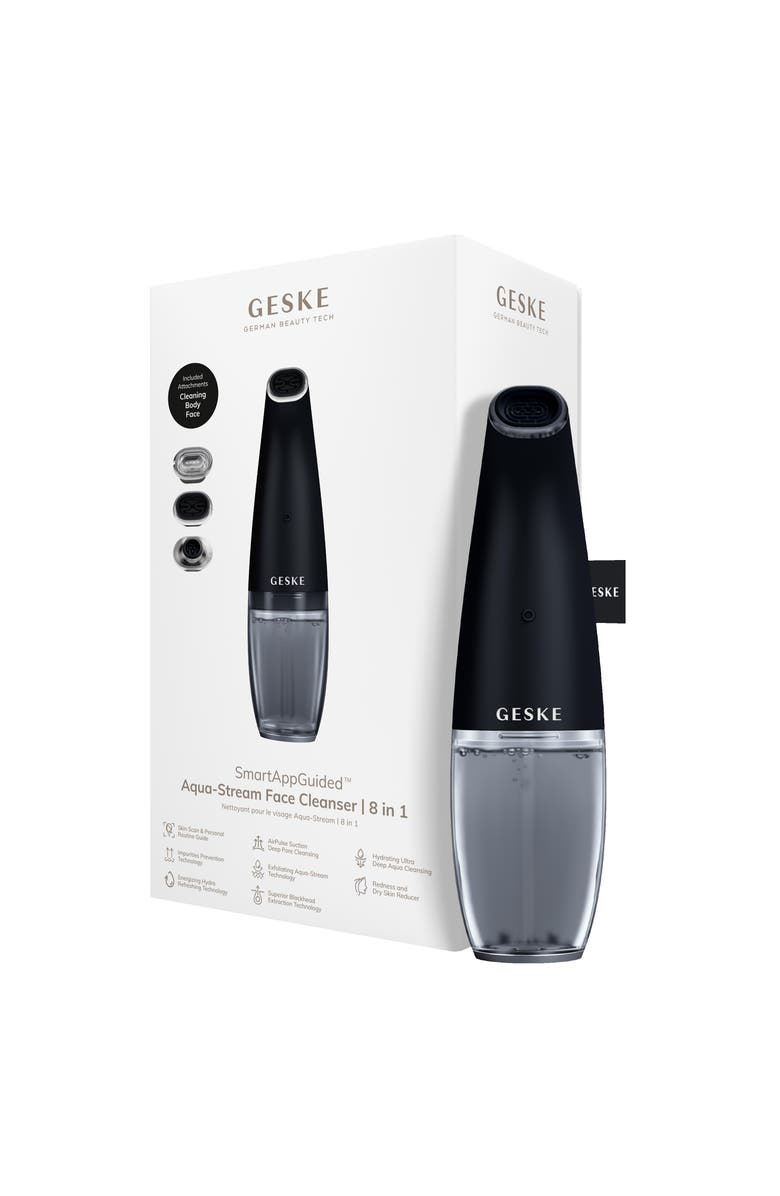 GESKE SmartAppGuided Aqua-Stream Face Cleanser | 8 in 1, Main, color, Black